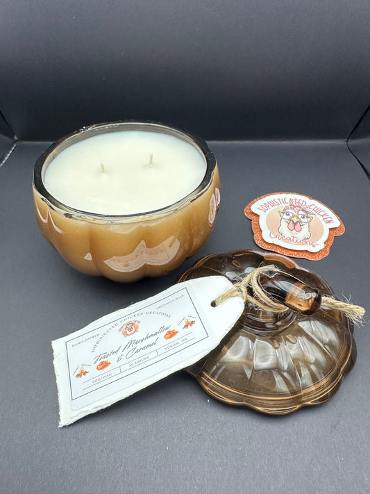 Toasted Marshmallow & Caramel Coco Wax Candle - Pumpkin Jar 7oz